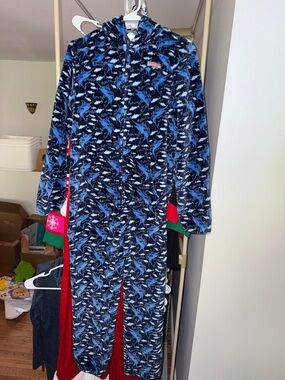 Vineyard Vines Navy and Blue Fish Fleece Onesie Pajamas